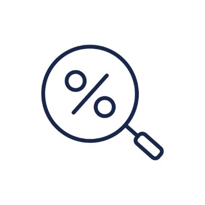 Magnifying glass with percentage symbol in the middle